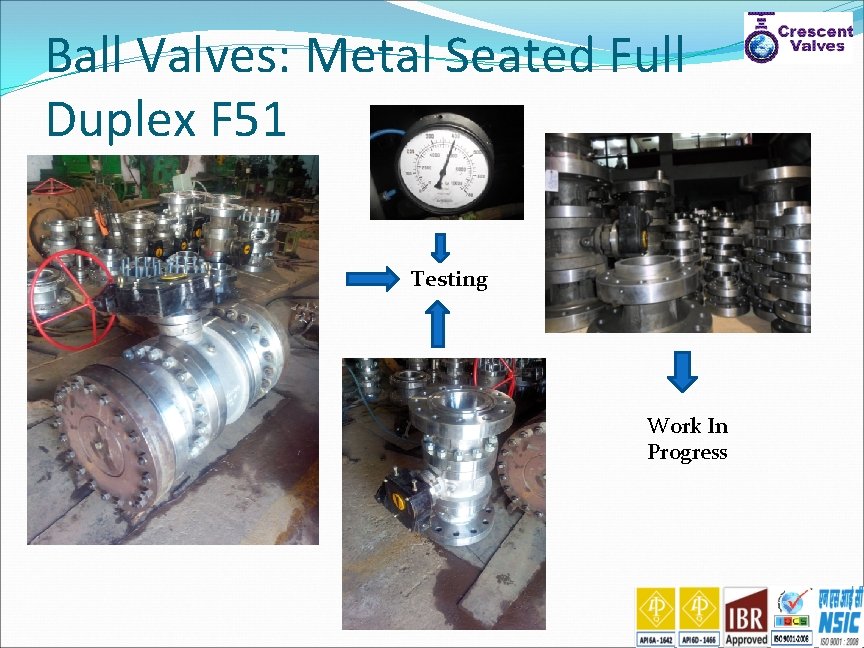 Ball Valves: Metal Seated Full Duplex F 51 Testing Work In Progress 