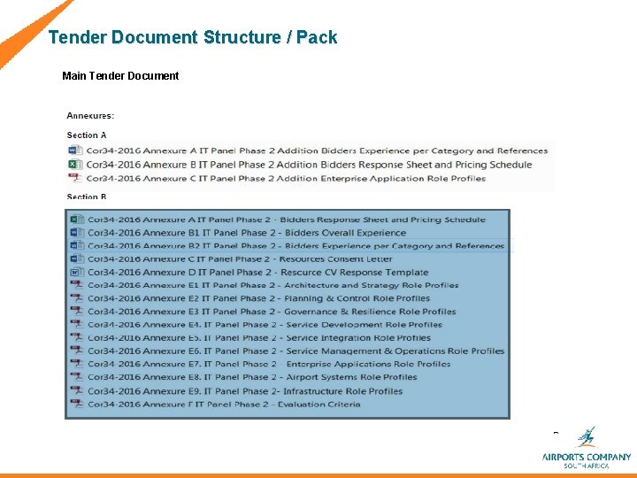  Tender Document Structure / Pack Main Tender Document 