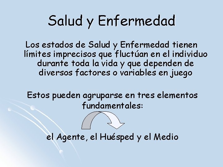 Salud y Enfermedad Los estados de Salud y Enfermedad tienen límites imprecisos que fluctúan