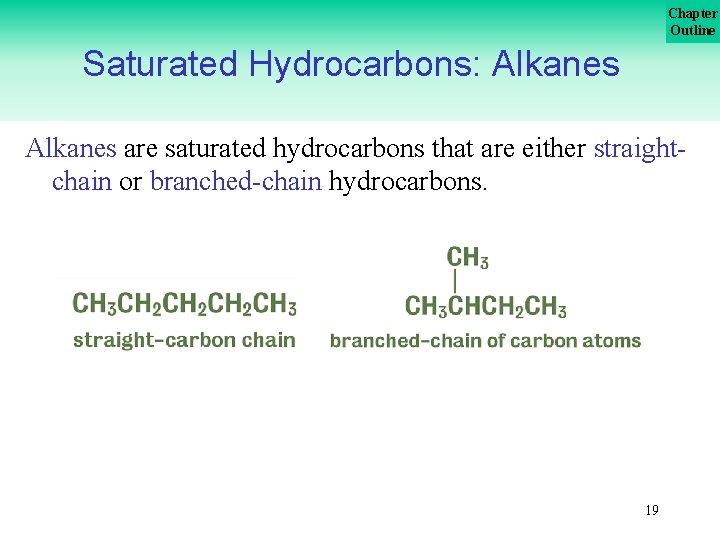 Chapter Outline Saturated Hydrocarbons: Alkanes are saturated hydrocarbons that are either straightchain or branched-chain