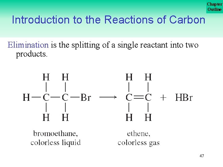 Chapter Outline Introduction to the Reactions of Carbon Elimination is the splitting of a