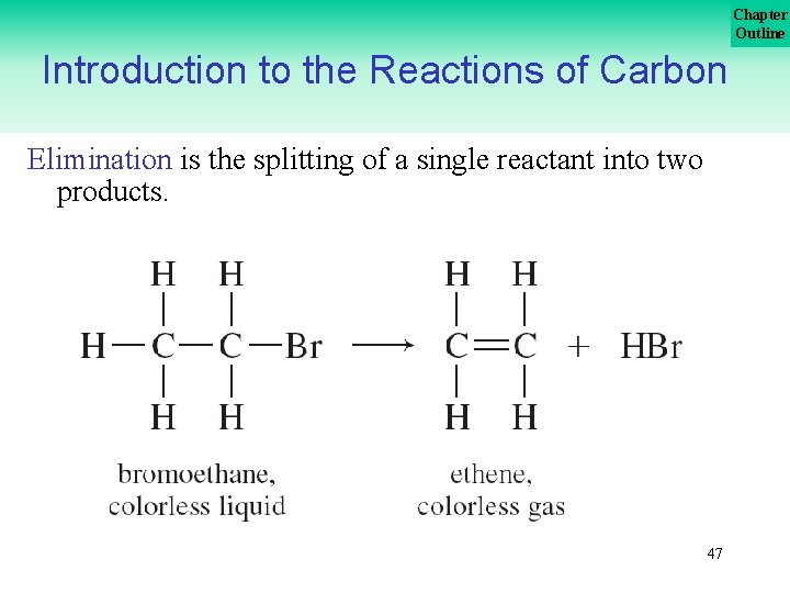 Chapter Outline Introduction to the Reactions of Carbon Elimination is the splitting of a Chapter Outline Introduction to the Reactions of Carbon Elimination is the splitting of a