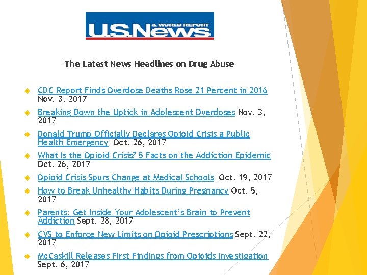 The Latest News Headlines on Drug Abuse CDC Report Finds Overdose Deaths Rose 21