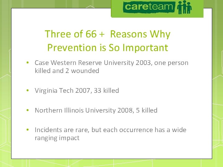 UAA Careteam Three of 66 + Reasons Why Prevention is So Important • Case