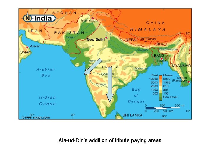 Ala-ud-Din’s addition of tribute paying areas 