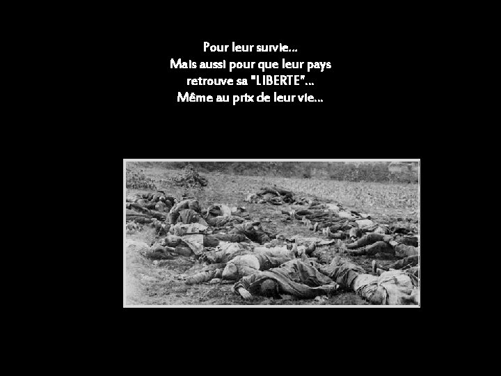 Pour leur survie… Mais aussi pour que leur pays retrouve sa "LIBERTE"… Même au