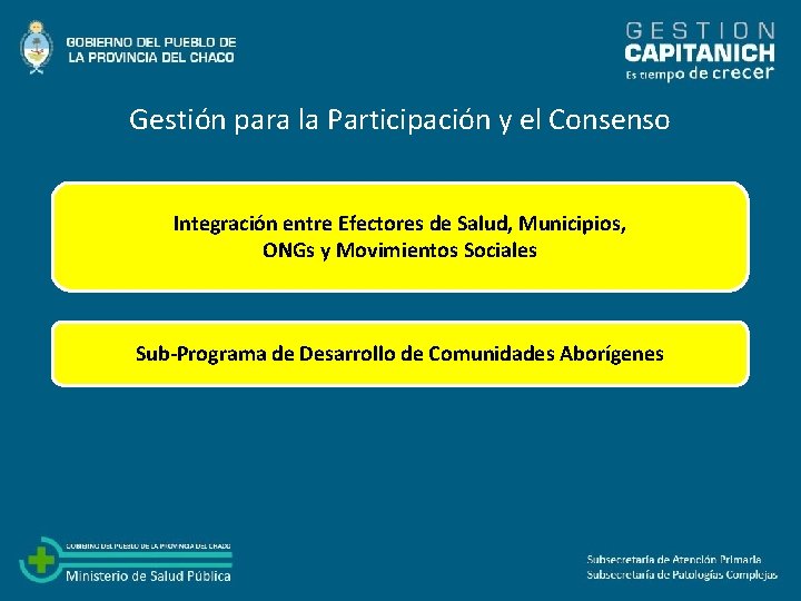 Gestión para la Participación y el Consenso Integración entre Efectores de Salud, Municipios, ONGs