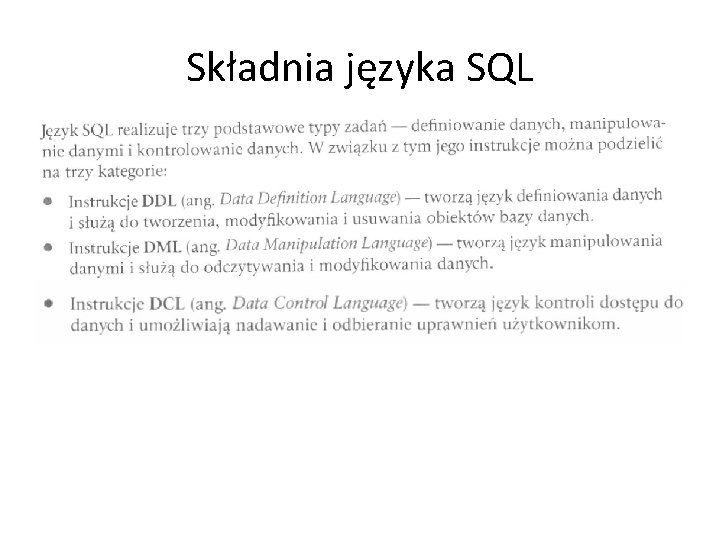 Składnia języka SQL 