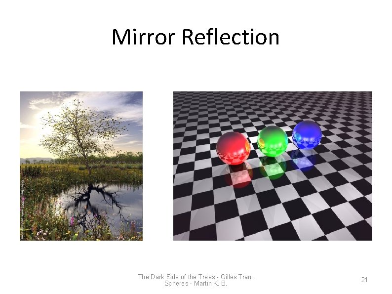 Mirror Reflection The Dark Side of the Trees - Gilles Tran, Spheres - Martin