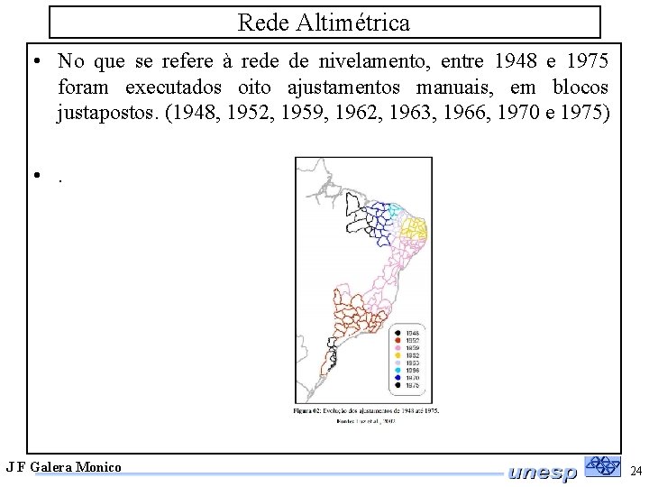 Rede Altimétrica • No que se refere à rede de nivelamento, entre 1948 e