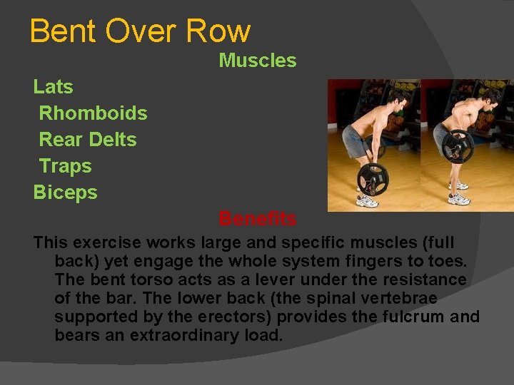 Bent Over Row Muscles Lats Rhomboids Rear Delts Traps Biceps Benefits This exercise works