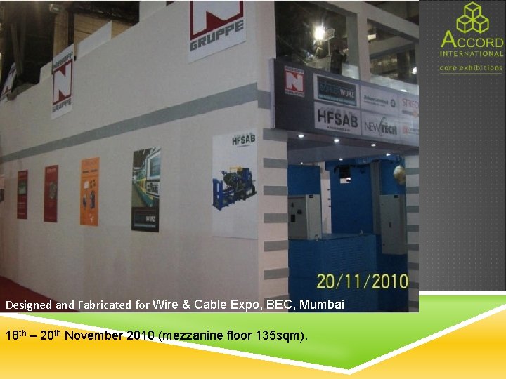 Designed and Fabricated for Wire & Cable Expo, BEC, Mumbai 18 th – 20