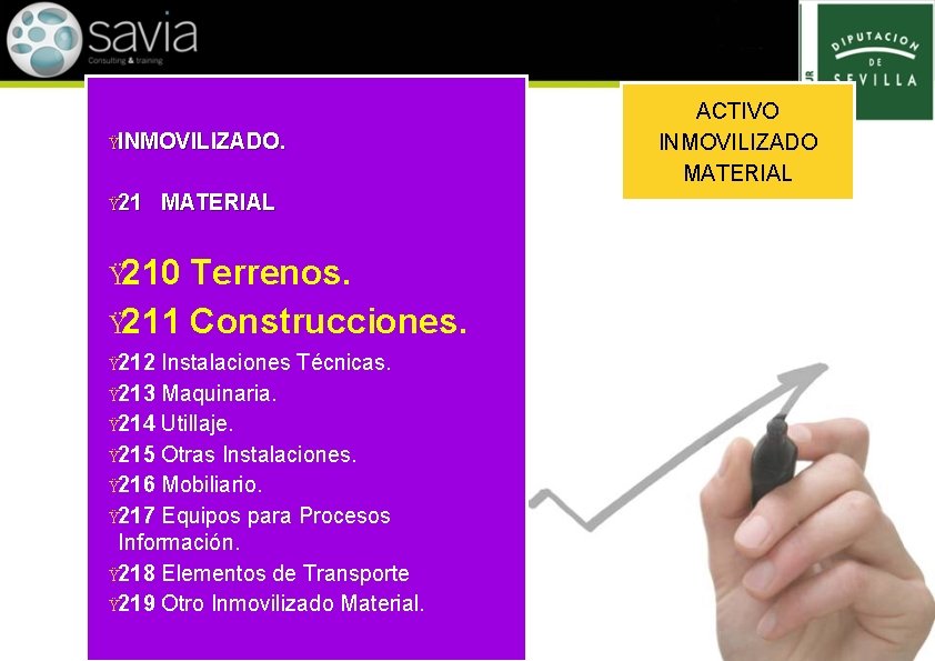 ŸINMOVILIZADO. Ÿ 21 MATERIAL Ÿ 210 Terrenos. Ÿ 211 Construcciones. Ÿ 212 Instalaciones Técnicas.