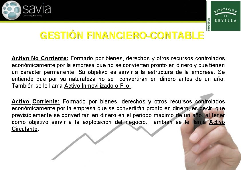 GESTIÓN FINANCIERO-CONTABLE Activo No Corriente: Formado por bienes, derechos y otros recursos controlados económicamente