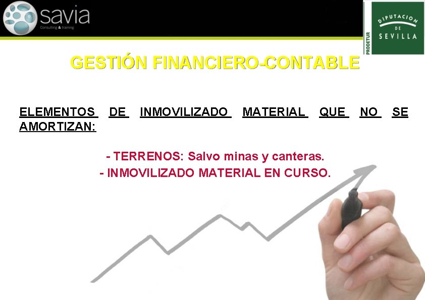 GESTIÓN FINANCIERO-CONTABLE ELEMENTOS AMORTIZAN: DE INMOVILIZADO MATERIAL QUE - TERRENOS: Salvo minas y canteras.