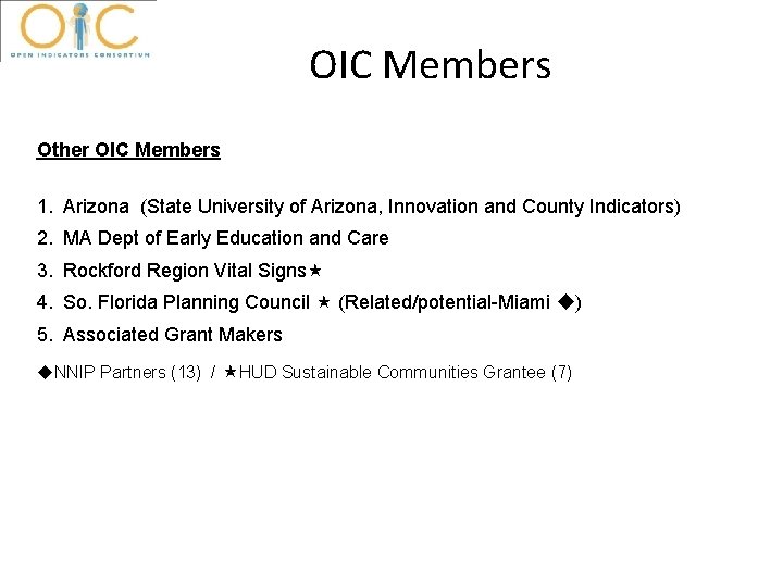 OIC Members Other OIC Members 1. Arizona (State University of Arizona, Innovation and County