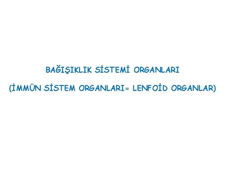 BAĞIŞIKLIK SİSTEMİ ORGANLARI (İMMÜN SİSTEM ORGANLARI= LENFOİD ORGANLAR) 