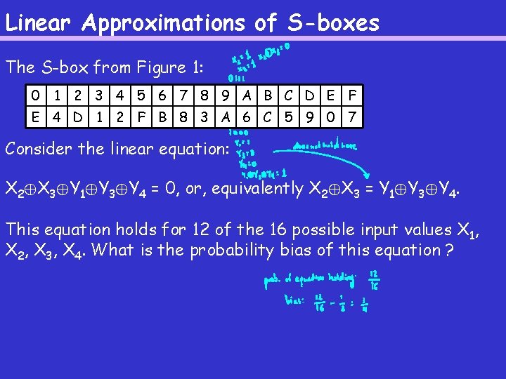 Linear Approximations of S-boxes The S-box from Figure 1: 0 1 2 3 4