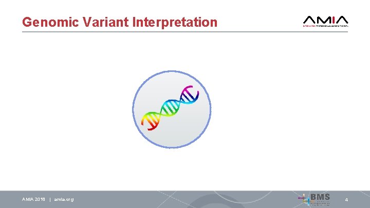 Genomic Variant Interpretation AMIA 2018 | amia. org 4 