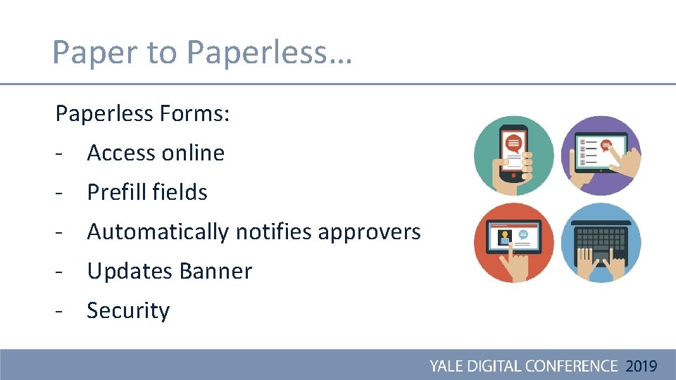 Paper to Paperless… Paperless Forms: - Access online - Prefill fields - Automatically notifies