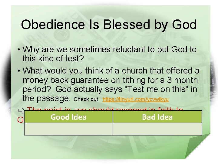 Obedience Is Blessed by God • Why are we sometimes reluctant to put God