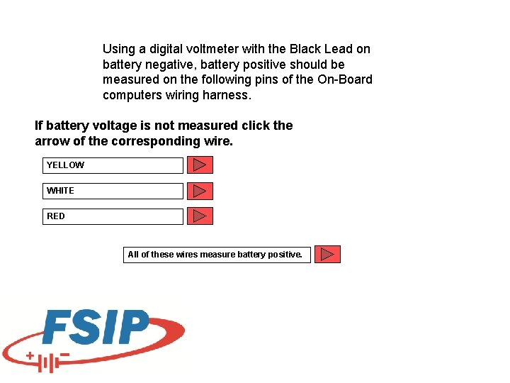 Using a digital voltmeter with the Black Lead on battery negative, battery positive should