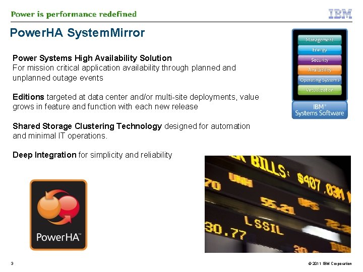 Power. HA System. Mirror Power Systems High Availability Solution For mission critical application availability