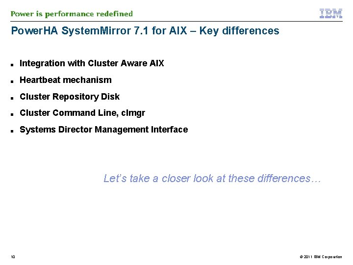 Power. HA System. Mirror 7. 1 for AIX – Key differences ■ Integration with