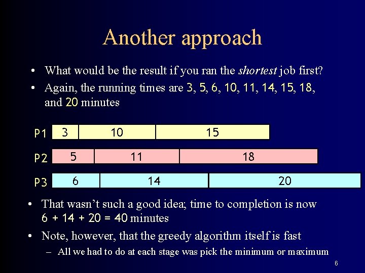 Another approach • What would be the result if you ran the shortest job