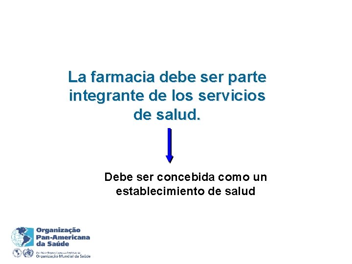La farmacia debe ser parte integrante de los servicios de salud. Debe ser concebida