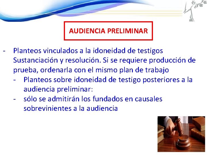 AUDIENCIA PRELIMINAR - Planteos vinculados a la idoneidad de testigos Sustanciación y resolución. Si