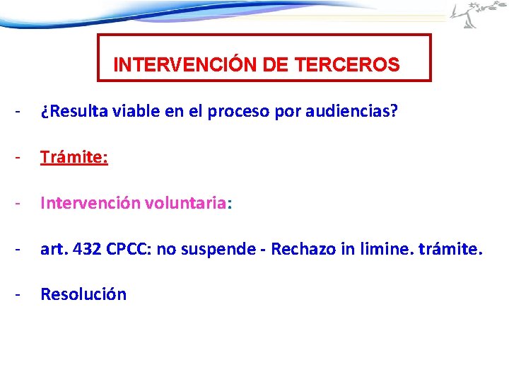 INTERVENCIÓN DE TERCEROS - ¿Resulta viable en el proceso por audiencias? - Trámite: -