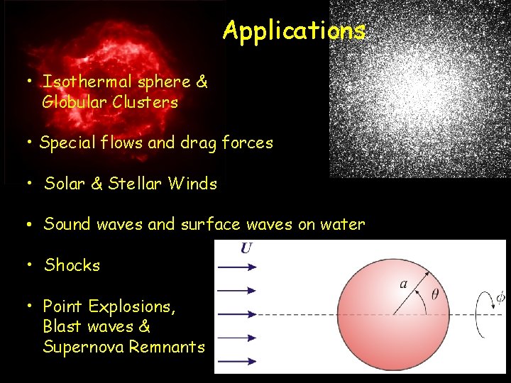Applications • Isothermal sphere & Globular Clusters • Special flows and drag forces •