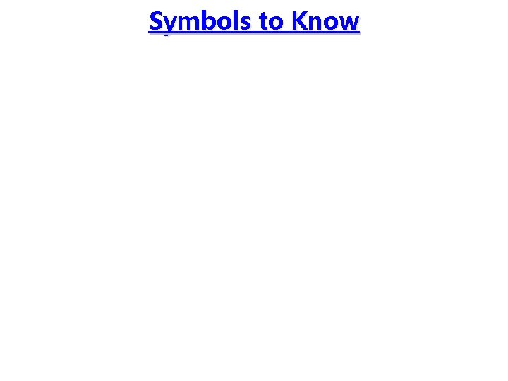 Symbols to Know 