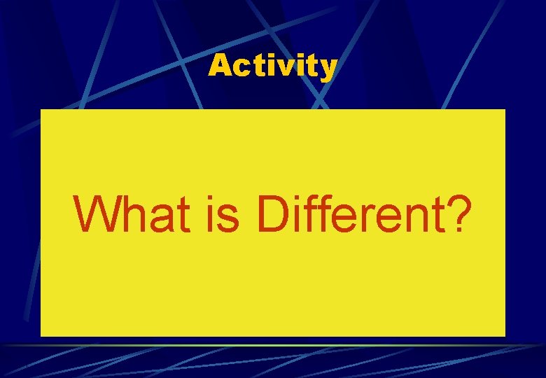 Activity What is Different? 