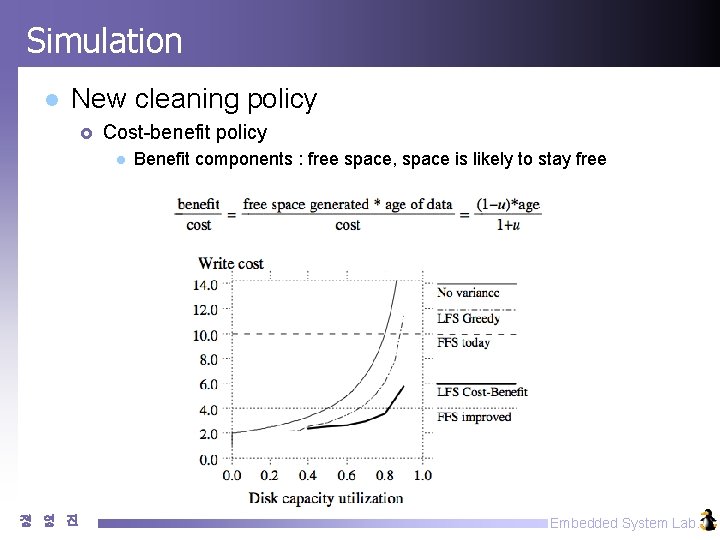 Simulation l New cleaning policy £ Cost-benefit policy l 정 영 진 Benefit components