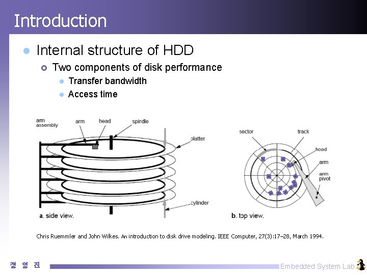 Introduction l Internal structure of HDD £ Two components of disk performance l l