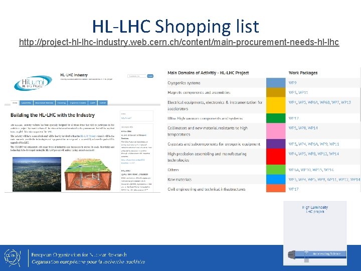 HL-LHC Shopping list http: //project-hl-lhc-industry. web. cern. ch/content/main-procurement-needs-hl-lhc 