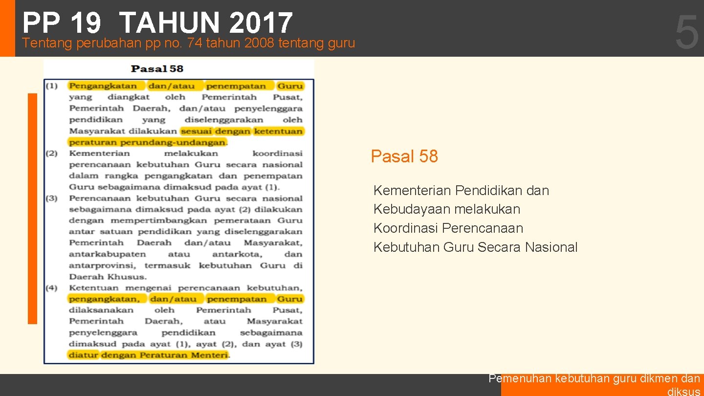 PP 19 TAHUN 2017 5 Tentang perubahan pp no. 74 tahun 2008 tentang guru