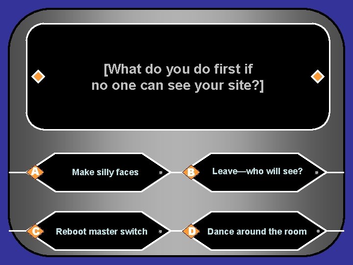 [What do you do first if no one can see your site? ] A