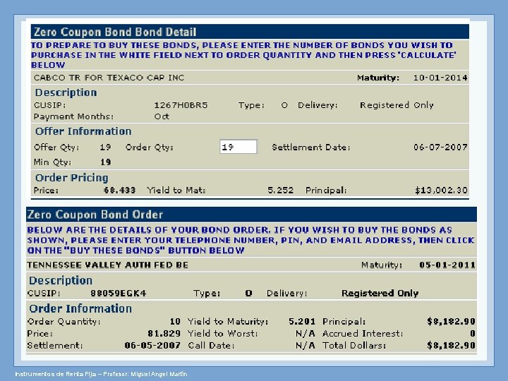 Instrumentos de Renta Fija – Profesor: Miguel Angel Martín 