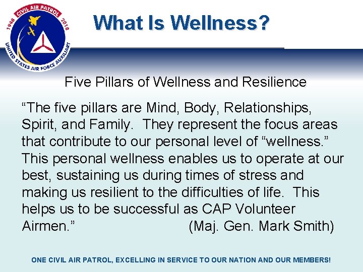 What Is Wellness? Five Pillars of Wellness and Resilience “The five pillars are Mind,