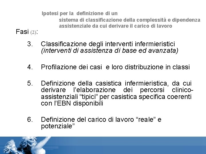 Fasi (2): Ipotesi per la definizione di un sistema di classificazione della complessità e