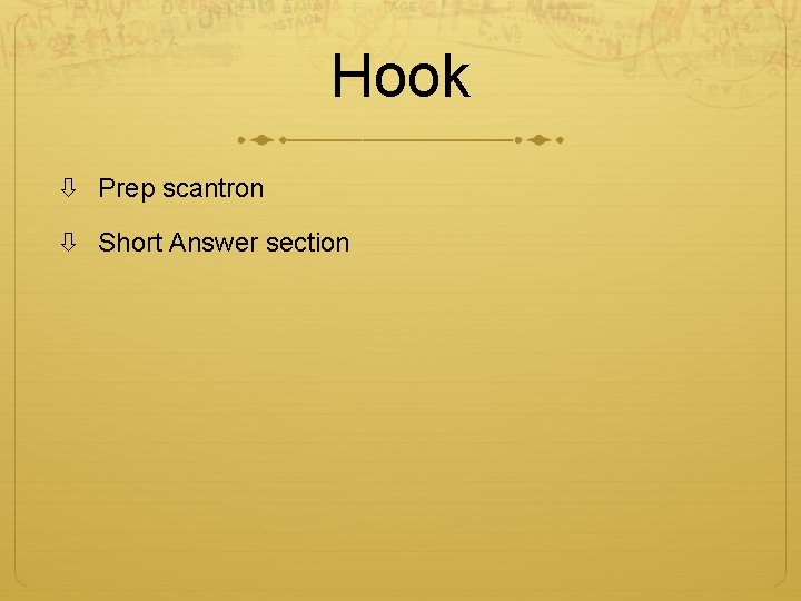 Hook Prep scantron Short Answer section 