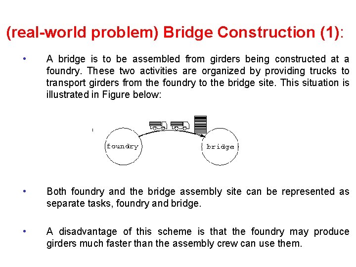 (real-world problem) Bridge Construction (1): • A bridge is to be assembled from girders