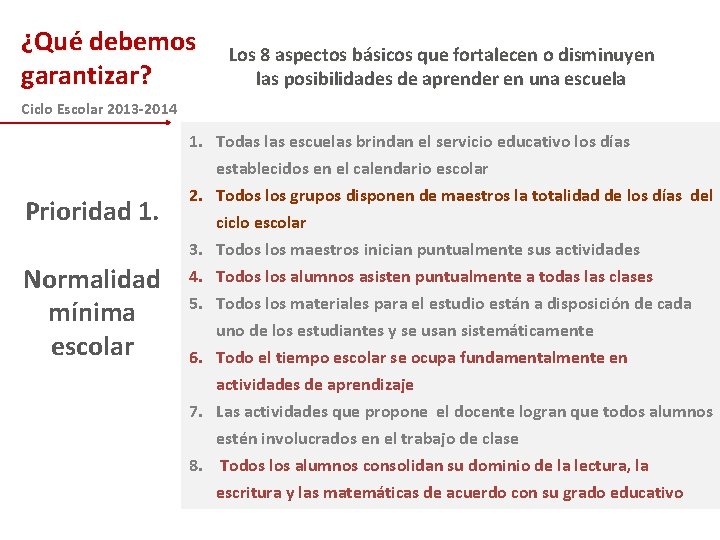 ¿Qué debemos garantizar? Los 8 aspectos básicos que fortalecen o disminuyen las posibilidades de