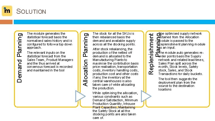 The stock for all the SKUs is then rebalanced basis the demand available supply