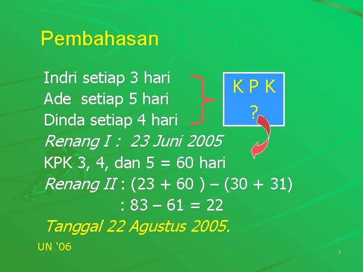 Pembahasan Indri setiap 3 hari Ade setiap 5 hari Dinda setiap 4 hari KPK Pembahasan Indri setiap 3 hari Ade setiap 5 hari Dinda setiap 4 hari KPK