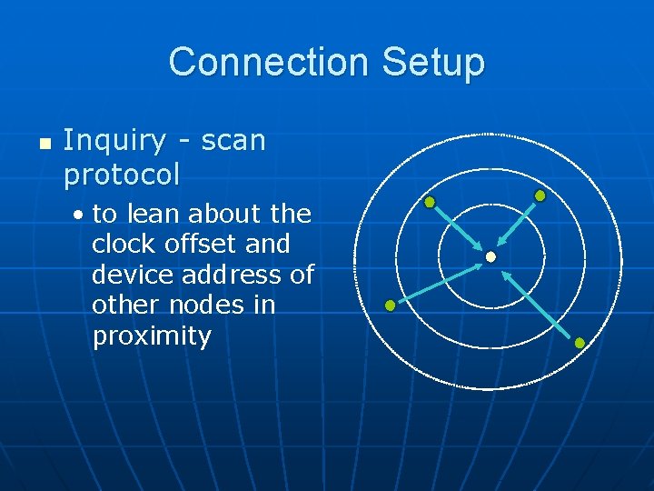 Connection Setup n Inquiry - scan protocol • to lean about the clock offset