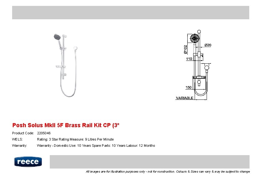 Posh Solus Mk. II 5 F Brass Rail Kit CP (3* Product Code: 2205046